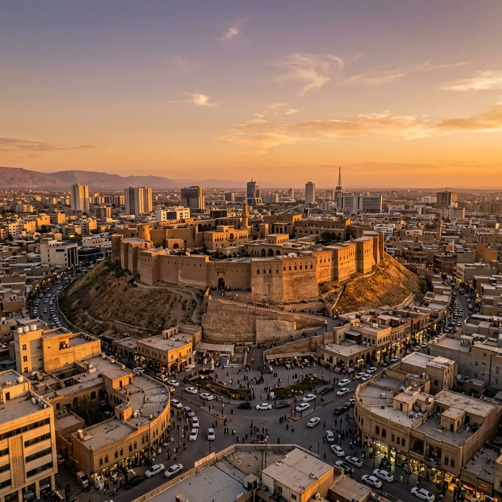 Erbil Citadel at golden hour, Kurdistan